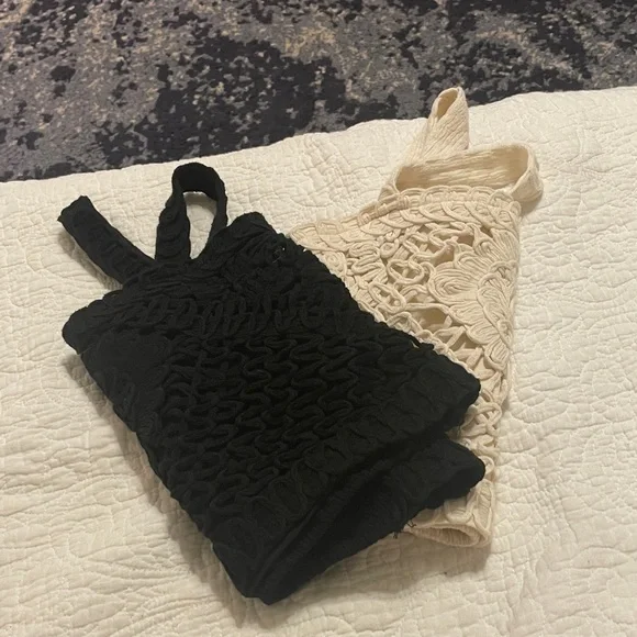 Chelsea & Violet Black and Cream Lace Tank Tops - Picture 6 of 6